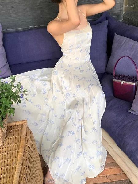 Lässige Kleider Aigyptos Sommer Blumenfeiertag Maxi Kleid Frauen elegant sexy Backless Party Geburtstag Weißer Strand Urlaub aufgehängt