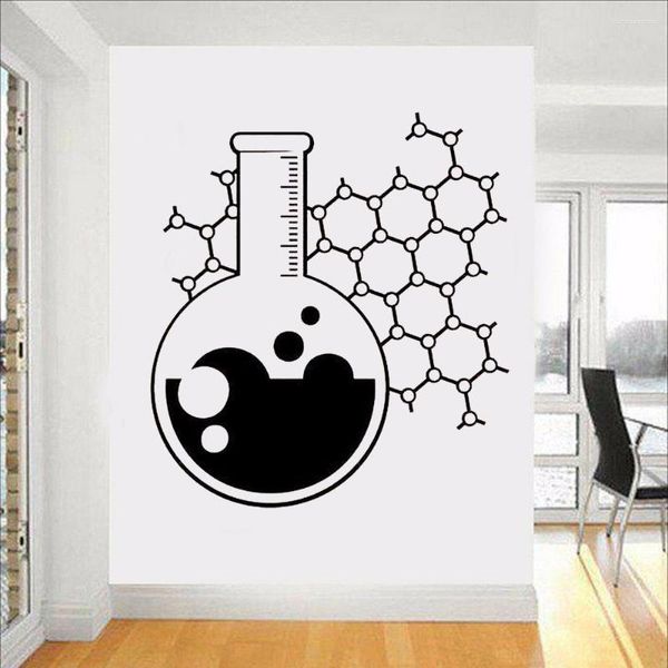 Wandaufkleber Chemie Becher Science Decal Teacher School Klassenzimmer Lustige Ausbildung Atom Aufkleber Kunst Heim Room Dekor C377