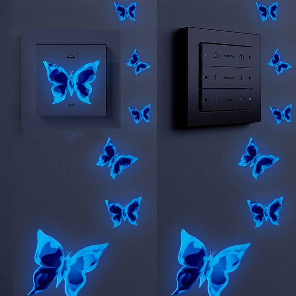 Wandaufkleber Blau Glowinthedark Butterfly Room Dekoration Zubehör Cartoon Aufkleber für Jubiläen Geburtstage Paster 230822