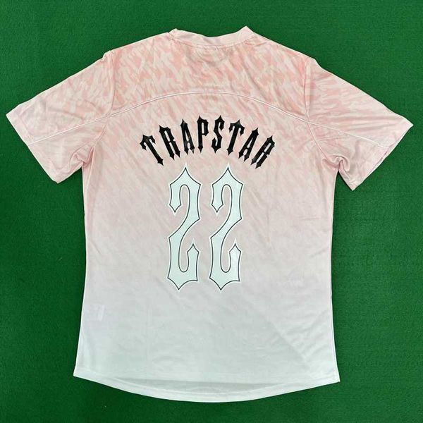 Novo bordado trapstar t camisa das mulheres dos homens tamanho da ue camisetas camisas de futebol-rosa empoeirado roupas de casal de verão