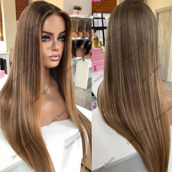 220% Dichte Hellbraun Blond 360 Voller Spitzenfront menschliches Haar Perücken hervorgehoben Perücken silky gerade 100% menschliches Haar 13x6 Hd Spitze Frontal Frontal