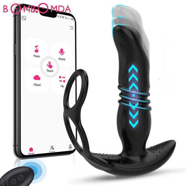 Massaggiatore per adulti Butt plug vibrante App per vibratori anali con telecomando senza fili per uomo Massaggiatore per la prostata con anello per il pene