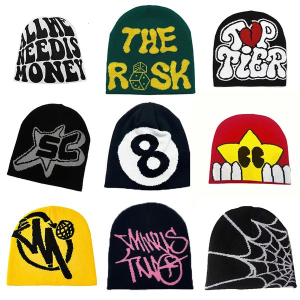 Beanieskull Caps 9 Styles Y2K Skullies Multi Colors Jacquard Hat Men Men Hip Hop Knit