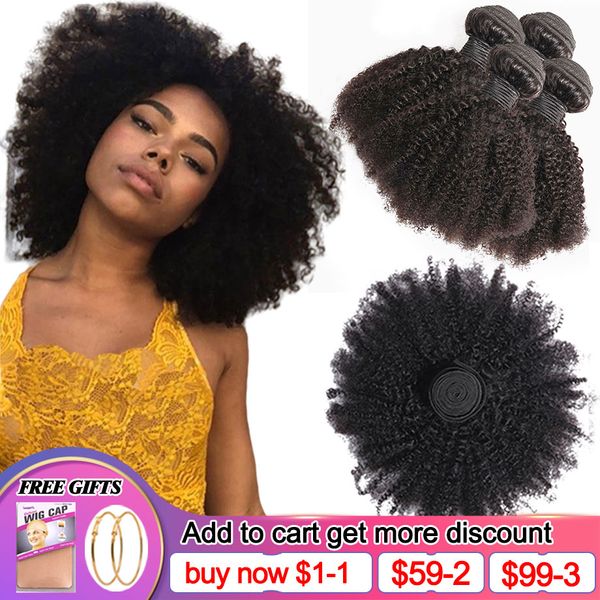 Perucas de renda afro kinky curly humano pacote de cabelo brasileiro cabelo humano
