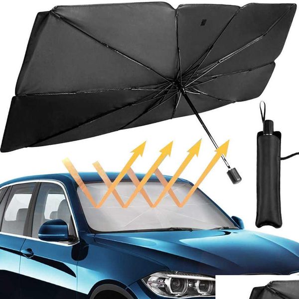 Auto Sonnenschutz 125 cm 145 cm faltbare Windschutzscheibe Sonnenschatten Regenschirm Uv er Wärme Insation Frontfenster Innenschutz Drop Lieferung M DHVKB