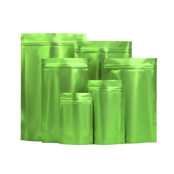 Verpackungstaschen Großhandel mattgrüne Aluminiumfolie Stand Up Bag Grip Seal Tränen Kerbe DoyPack Food Snack Kaffeebohnen Aufbewahrungspaketbeutel DH0OOOO