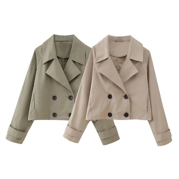 Damenjacken Grüne Khaki Kurzjacke für Frauen 2023 Loose Windbreaker Trench Coat Frühling Herbst DemiSeason Korean Fashion Vintage Casual 230821