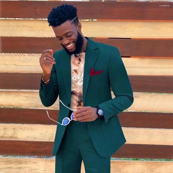 Abiti da uomo Green Groomsmen Wedding smoking slim fit maschile Terno Masculino Set blazer Giacca e pantaloni formali tanti.