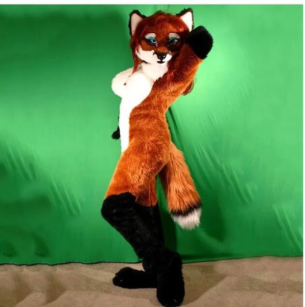 2024 Hot New Fox Mascot Costume Furry Animal Adult Walking Performance Costum Fantas