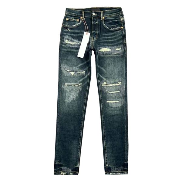 Designer Männer Hosen lila Jeans Ksubi High Street Purpur Retro Lack Spot schlanke Füße Mikroelastische Jeans Hip-Hop Reißverschluss Loch Plus Größe Jeans