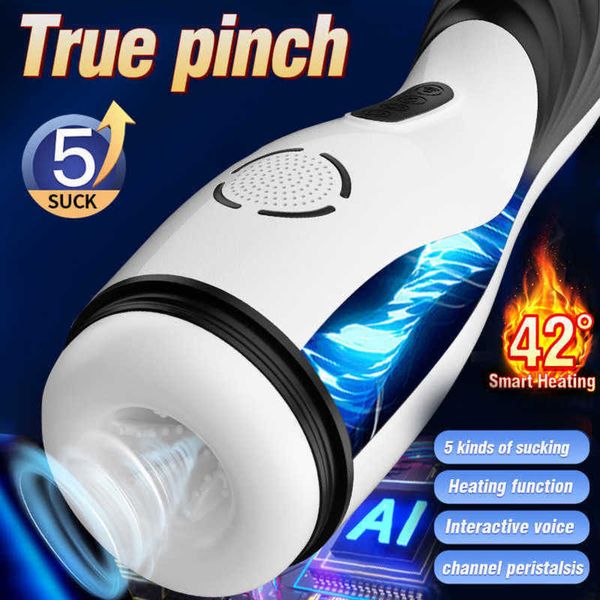 Massageador automático boquete sucção masturbadores para homens vagina real vibrador masculino masturbação copo aquecido adulto 18