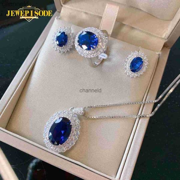 Legolone del lampadario Jewepisode Solid Silver 925 Set di gioielli Sapphire Ruby Paraiba Tourmalina Emerald Gemstone Paindant Necklace/Orecchini/anello set HKD230822