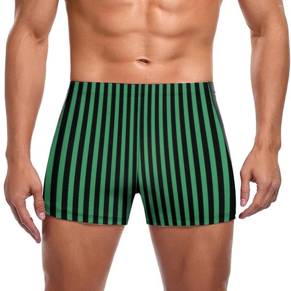 Männer Badebekleidung Süßwarenstreifen Schwimmen Stämme Grüne und schwarze Line Pool Push Up Schwimmshorts Benutzerdefinierte Aufenthalt in Form männlicher Slips