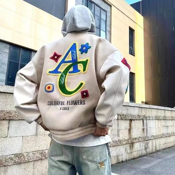 Jackets Men Jackets Americanos de Flor Americana Bordado Jaqueta de Flocking Men Streetwear Casas Casas de Winter Motor Masculin Bomber Unisisex 230821