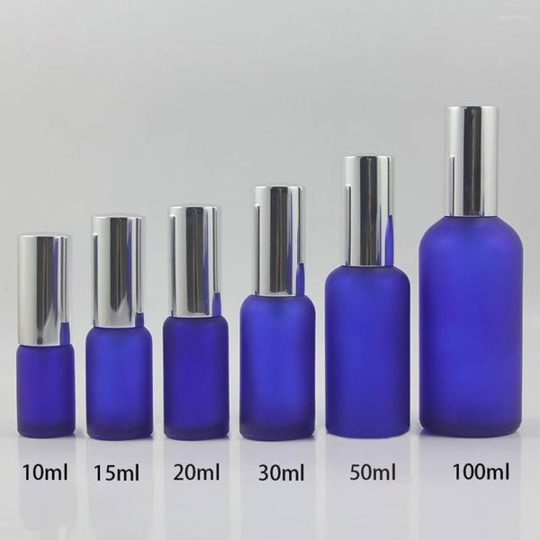 Garrafas de armazenamento Bomba de garrafa de óleo de vidro azul/azul de 10 ml com loção/spray