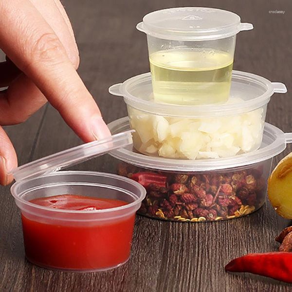 Geschirrssätze transparente Gewürzkisten Tomatensauce Salat Dressing Käse Packung schnell Küche Utensilien Ware Ware