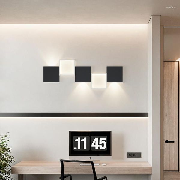 Lampada a parete 3 colori TV LED Sfondo laterale Black Bianco Square Luci di moda moderna Moderna Lettiera del soggiorno Illuminazione a soffitto