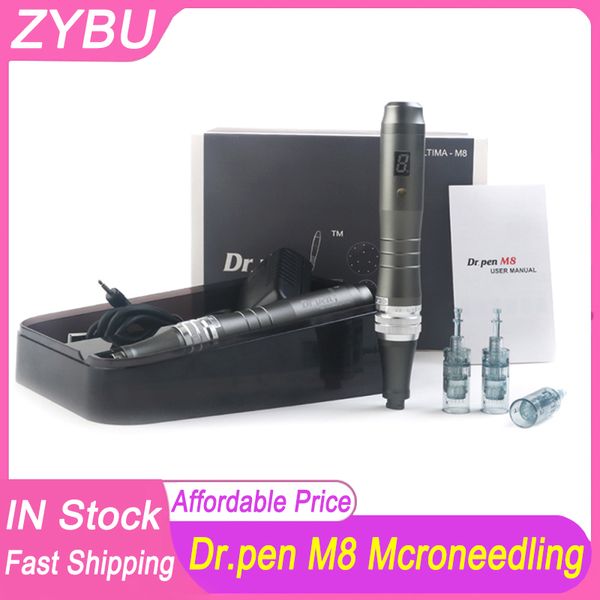 Dr Pen Ultima M8 Mikro Kuzgun Kalem Kablosuz Derma Kalem Ayarlanabilir Microbleedle Dermapen Meso Terapisi MTS 2pcs İğne Kartuşu ile PMU