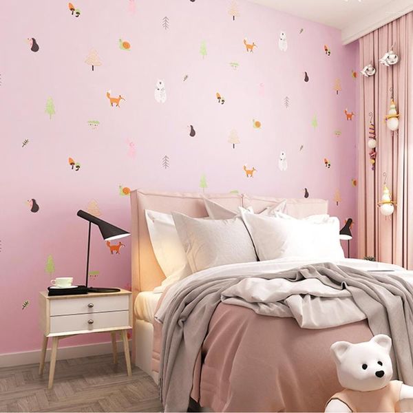 Sfondi cartone animato simpatico animale animale world non tessuto Non tessuto Pink Princess Room Boy Bedro Bambini Paradiso per bambini