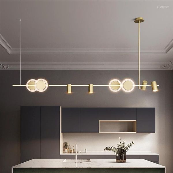 Anhängerlampen 2023 Modell Luxus ausgefallenes Messing Gold LED Long Tisch einfaches Haus Haus Villa Island Dekoration Chandier Lampe