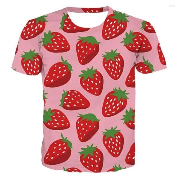 Camisetas masculinas Personalidade de verão Color Fruta T-shirt moda Hip Hop O-pescoço