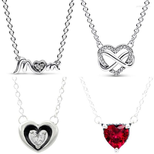 Zincirler Orijinal Köpüklü Infinity Heart Anne Pave 925 STERLING Gümüş Cazibesi Moda Diy Takı için