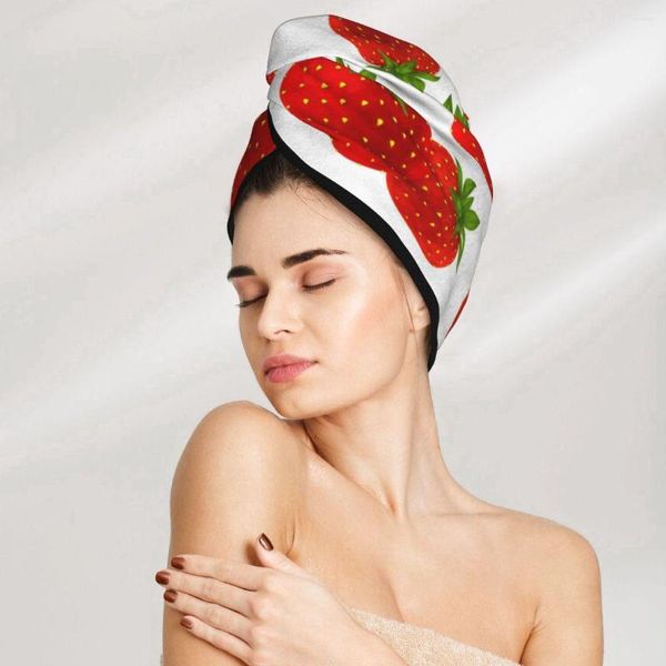 Asciugamano microfibra per la cura dei capelli fragola simpatica simpatica asciugatura avvolgente assorbente per donne