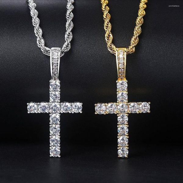 Colares pendentes Chain de colar de cruz de hip hop para homens mulheres geladas de zircão cristal por atacado Acessórios de jóias ohp003