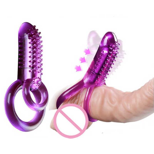 Massageador duplo vibratório anel peniano vibrador masculino atraso de tempo pênis duplo para homens prolongando clímax adulto erótico