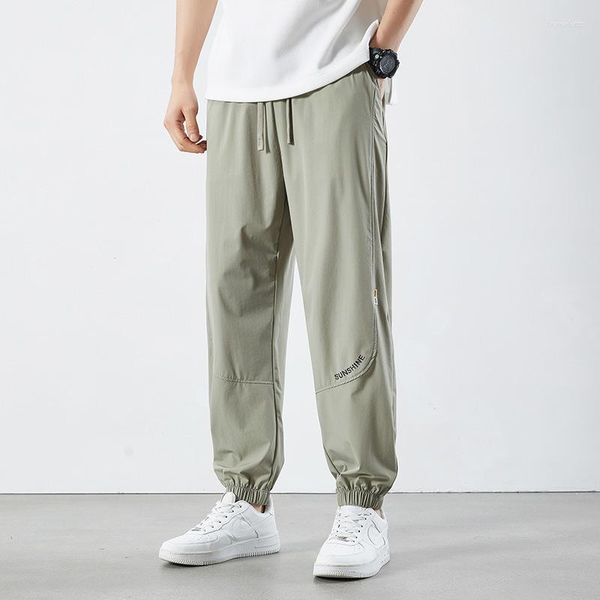 Calça masculina de verão leggings streetwear fino gelo seda esportes casuais corppedes vendidos colorido corredor capris calças