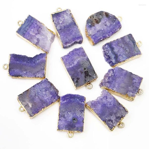 Подвесные ожерелья 4pcs мода натуральный камень пурпурные кристаллические зубные кластеры неравномерность грубые чары ювелирные украшения для женских аксессуаров