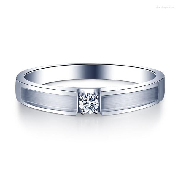 Anelli a grappolo Zhjiashun genuino 0,1ct Princess Cut Natural Diamond Real 18K White Wedding Engagement Ring per donne gioielli