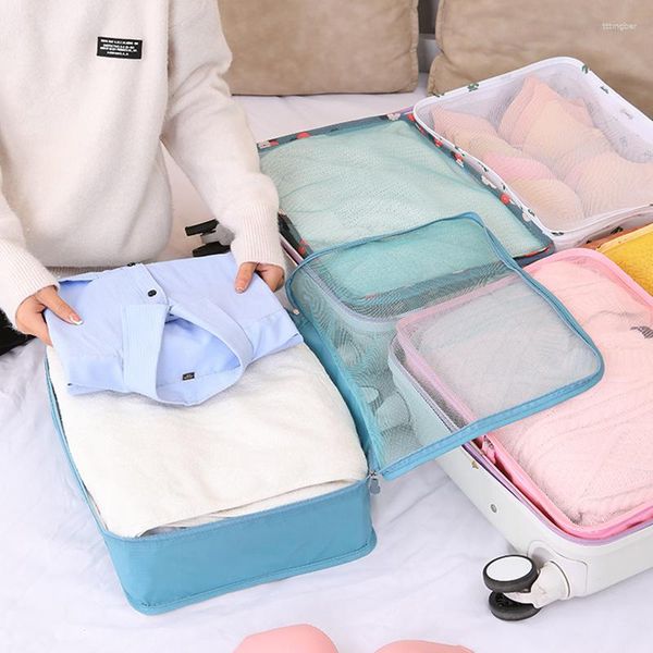 Aufbewahrungsbeutel tragbarer Reisebeutel Koffer Dokument Gepäckkleiderpackungswürfel Set Aundry Unterwäsche Mesh