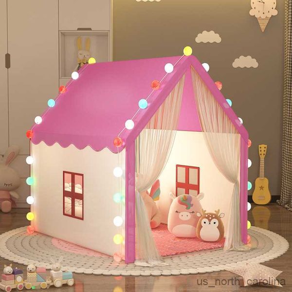 Tendas de brinquedo para crianças, tamanho grande, tenda dobrável, casa de brincar para bebês, meninas, castelo rosa, decoração de quarto, presentes r230830