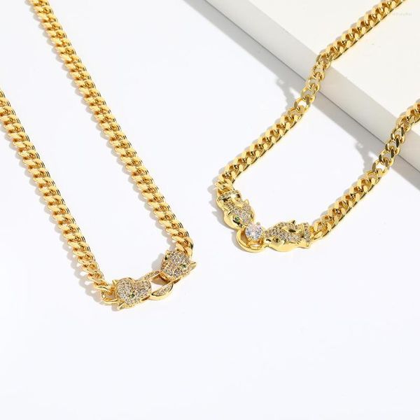 Colares pendentes Moda Moda Dourado Chain Chain Leopard Colar de cabeça para homens homens Luxo Acessórios femininos de jóias de zircônia cúbica de luxo