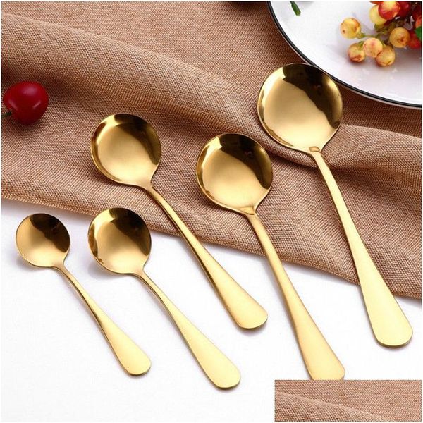 Colheres de colher de chá dourado de aço inoxidável mini café dourado para leite pequeno utensílio de jantar utensílios de cozinha ferramentas de jantar de cozinha lx0090 entrega de gota dhsnw