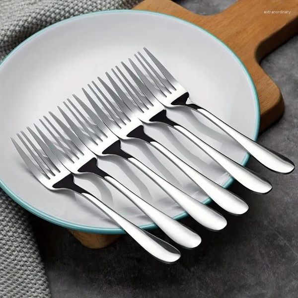 Forks 6pcs Akşam Yemeği Salatası Paslanmaz Çelik Gümüş Ayna Aynası Cilalı Bulaşık Makinesi Ev Mutfak Restoranı İçin Güvenli Kullanım