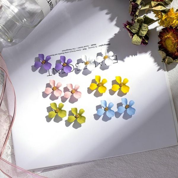 Dangle Ohrringe U-Magical Trendy Malt Blumenstatte für Frauen koreanische mehrfarbige Blütenblattmetallparty Schmuck Pendientes