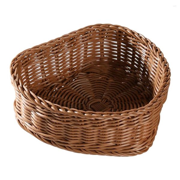 Set di stoviglie Set di piatti di frutta a forma di cuore imitazione intrecciata in tessuto Rustico Rattan in plastica