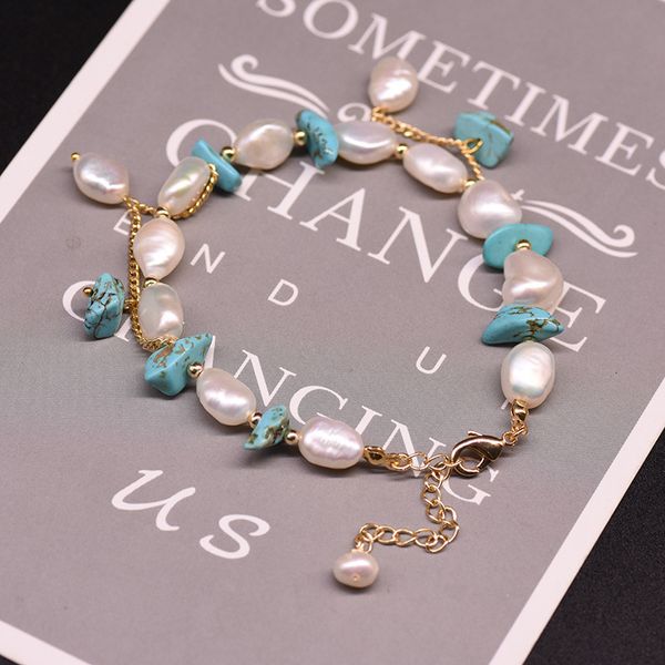 Charm Bracelets Vintage Fashion Edelstahl Naturalle Frauen Luxus türkiser Armreifen Schmuckzubehör am Wochenende Geschenk 230821