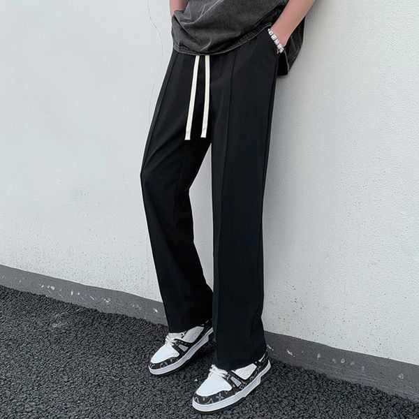 Pantaloni da uomo 2023 y2k Silk ghiaccio sottile sottile trasparente per il tempo libero sport sport di drappeggi neri