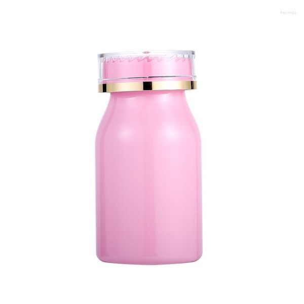 Speicherflaschen rosa leere Plastikflasche mit Schraubenkappe Festpuderhalterbox nachfüllbar tragbares haltbares Behälter Jar 100-160