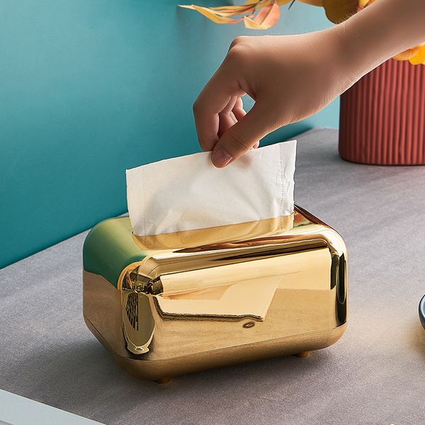 Tissue -Boxen Servietten Luxus Goldene Gewebeboxen Aufbewahrung Serviettenhalter Küche Tissue Box Paper Hülle Organizer Ornament Craft Desktop Tissue Holder 230821