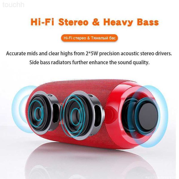 Taşınabilir Hoparlörler Bluetooth Hoparlör Kablosuz Bas Subwoofer Su Geçirmez Dış Mekan Boombox Aux TF USB Stereo Hoparlör Müzik Kutusu Y2212 L230822