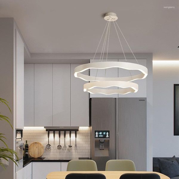 Avizeler Oda Dekor Led Sanat Avizesi Kolye Lamba Işık Yaşayan Modern Akıllı Dimmable Nordic Boyalı Yüzük Askıya Alınan Fuaye Luminarias Altın