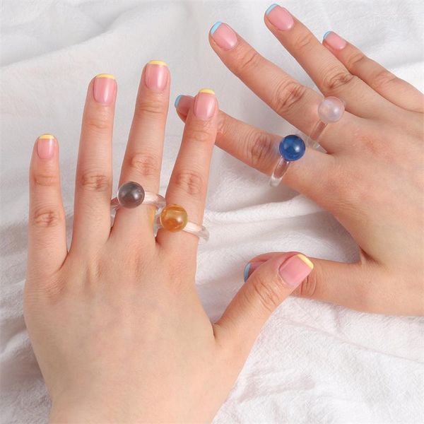 Кластерные кольца 2023 Акрил для женщин красочный круглый мяч прозрачный кольцо кольца кольцо украшения свадебные моды подарок