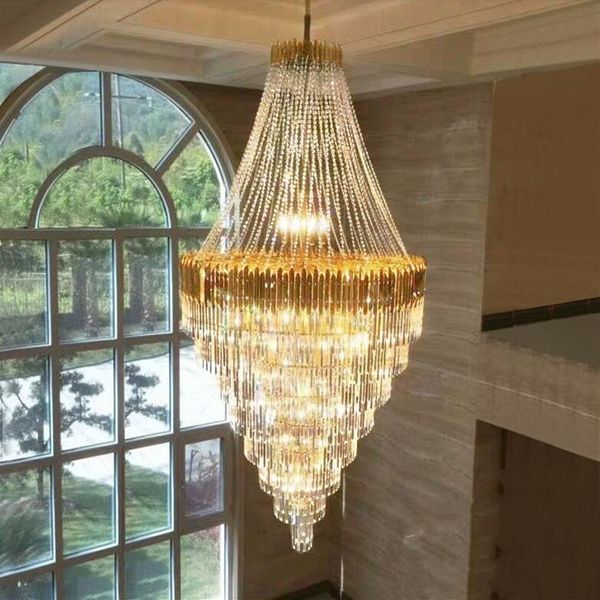 Dubleks binasında büyük kristal avize lüks el lobi mühendisliği villa oturma odası içi boş Chandelier279r