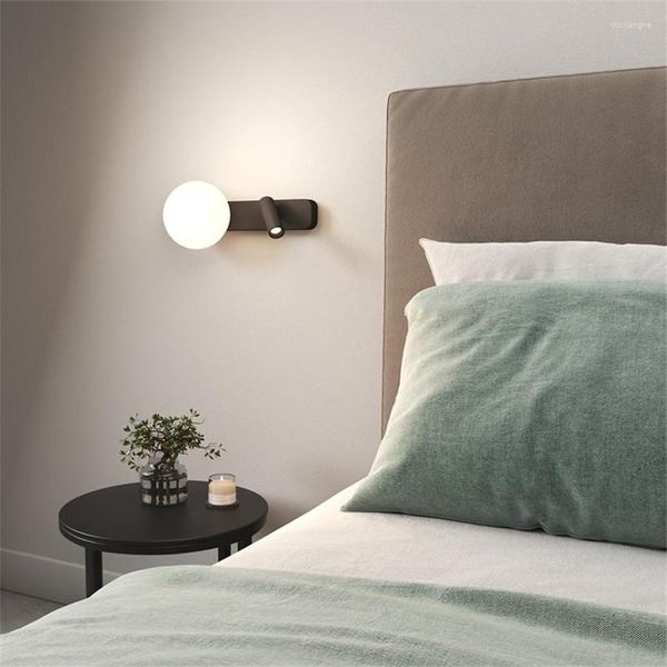 Lâmpada de parede moderna simples preto preto forjado lampshade lampshade lamps bedroom batends slow hallwear estuda decoração luzes ledes led