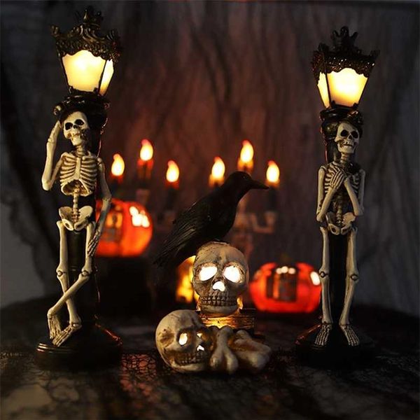 Simulação Resina Resina Decoração Light Party Layout do Layout de Partido Props Halloween Lâmpada de Rua Squeleto Decorativa Lâmpada para Decoração de Casa 220320p