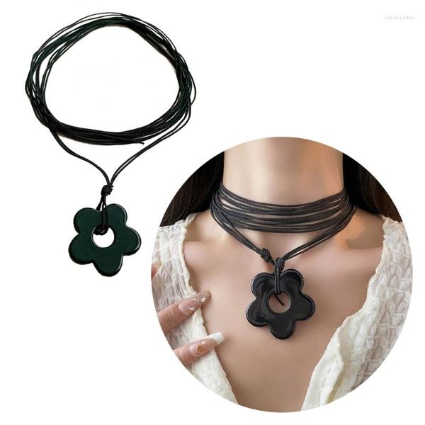 Ketten auffällige Blumenanhänger Choker Summer Beach Braid Seil für Frauen Mädchen